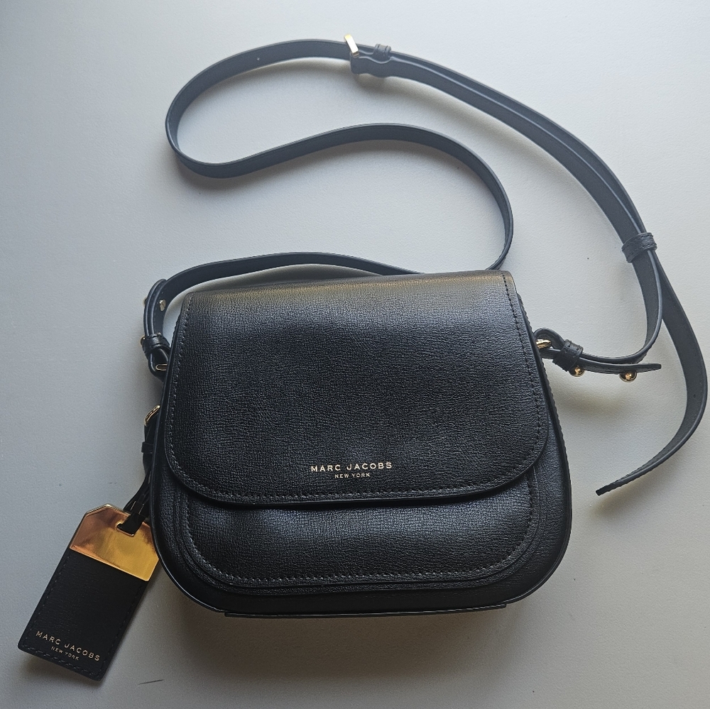Marc Jacobs New York Mini Rider Leather Crossbody Bag In Black - Picture 2 of 7